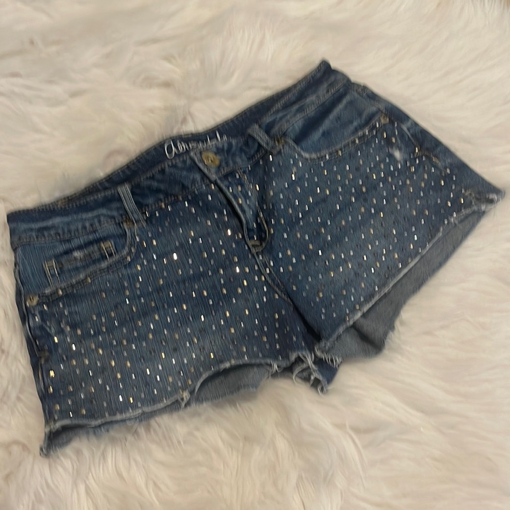 Aeropostale Bling Distressed Shorty Denim Shorts Size 8